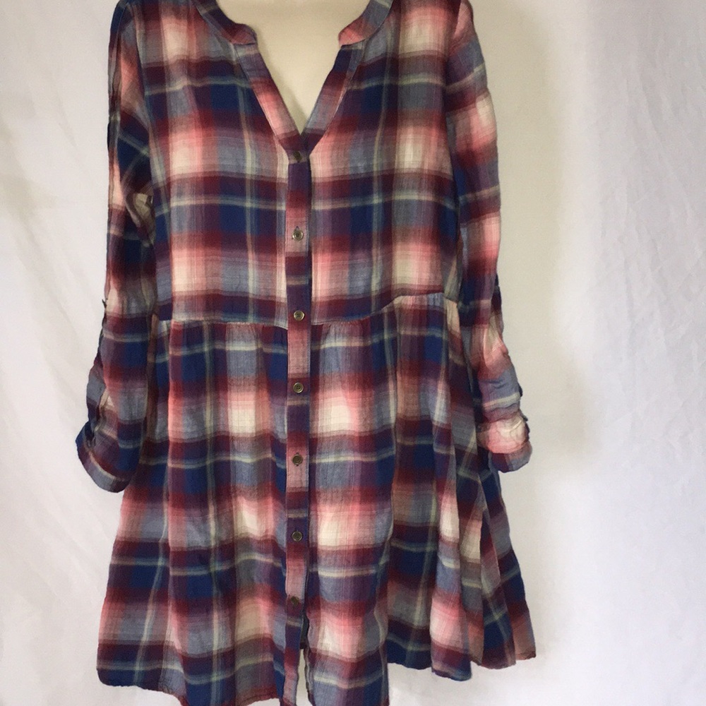 Behind The Seams size Large plaid button up dress